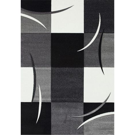 tapis de couloir 80x300 gris tissé rectangle motif damier LYN8 COMMA