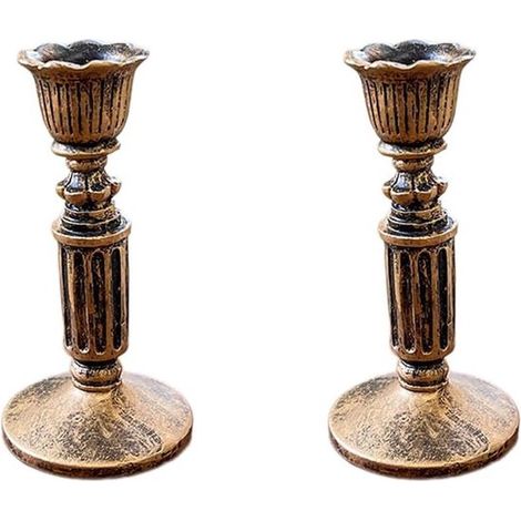 Candelabro vintage de latón - 2 piezas - Perfecto para decoración de mesa, bodas y Navidad, decoración de pared e iluminación ambiental. (1/5)