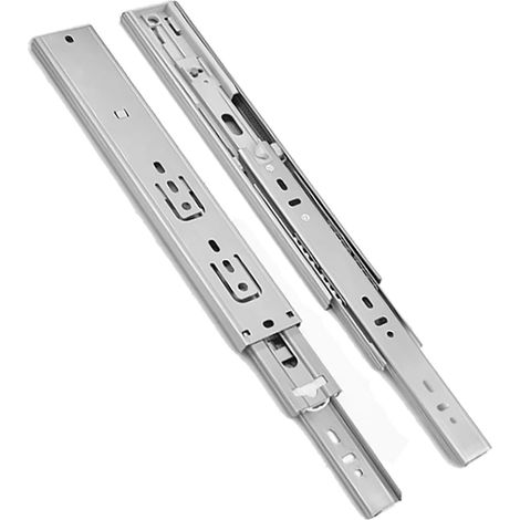 Glissières pour armoire, télescopiques à billes, amortissement et rack (1/5)