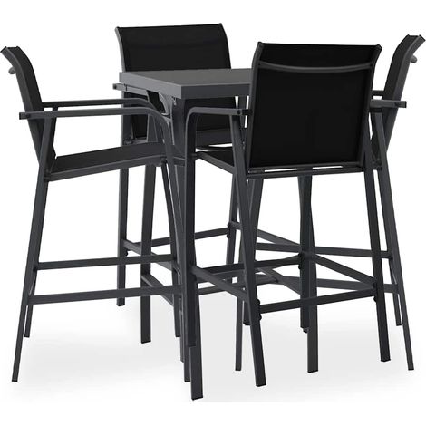 vidaXL Conjunto de bar para jardín 5 piezas negro (1/5)