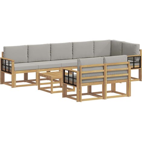 Set di divani da esterno 9 pz Bianco e Grigio Chiaro vidaXL (1/5)