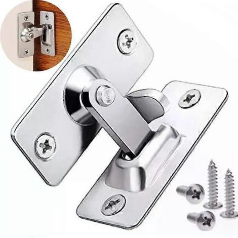 Verrou de porte à 90 degrés, verrou de porte stable, verrou à crochet en acier inoxydable, verrou de fenêtre et d'armoire, accessoires de verrouillage pour portail coulissant à angle droit (1/5)