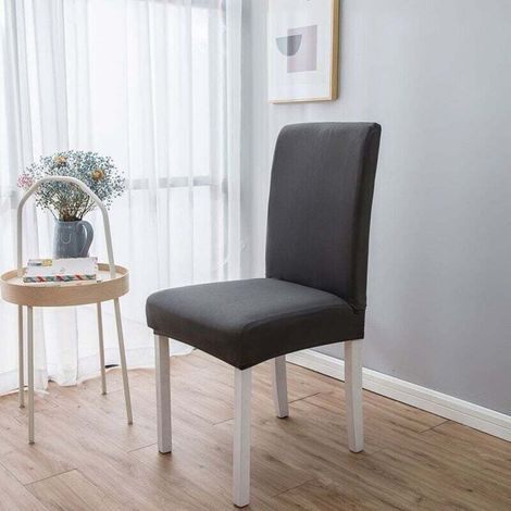 Trywise 6 Pièces Housse de Chaise élégante, Polyester élastique pour Maison Hôtel (Gray) (1/4)