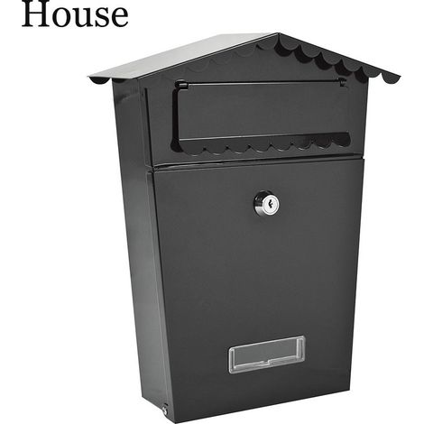 Boîte aux lettres modèle maison en acier noir EDM (1/3)