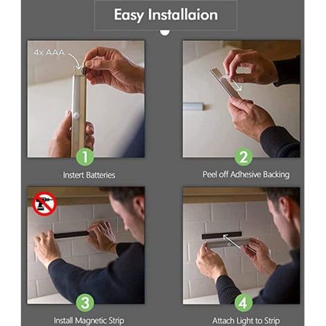 6 pièces - Éclairage LED avec détecteur de mouvement - Éclairage d'armoire - Fonctionnement sur batterie - Éclairage Étiquette (1/5)