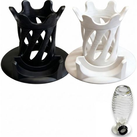 Bottiglie salvagoccia - Set 2 bianche e nere - Supporto stabile con vaschetta di raccolta - Cucina igienica e salvaspazio. (1/5)