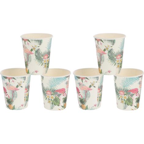 Gobelets en papier hawaïens imprimés flamants roses pour boissons de fête (lot de 54) (1/5)
