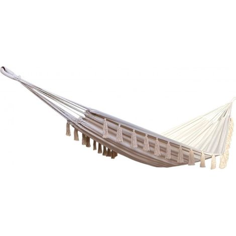 Hamac double écru avec pompons
