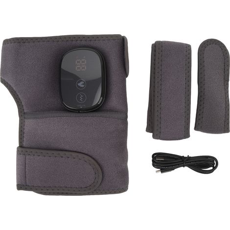 Lot thermique pour genou et coude multifonction, bande extensible haute efficacité, coussin chauffant massant pour soulagement douleur épaule genou coude, gris (1/5)
