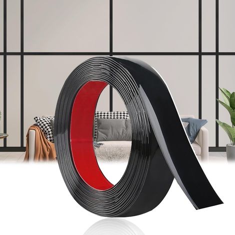 Moulure Murale Adhesive, Baguette de Finition, Moulure Decorative, Moulure Flexible pour Décoration de Meuble, Bordure de Miroir, Mur, Porte, Plafond (3 cm x 12 M, Noir) (1/5)