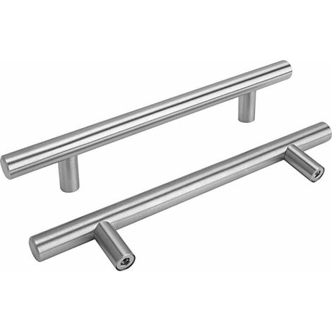15er-Set Küchenschrankgriffe, 128 mm, Küchentürgriff – LS201BSS128, Küchengriff, Küchenschrankgriff aus Edelstahl und gebürstetem Nickel, Achsabstand 128 mm (1/4)