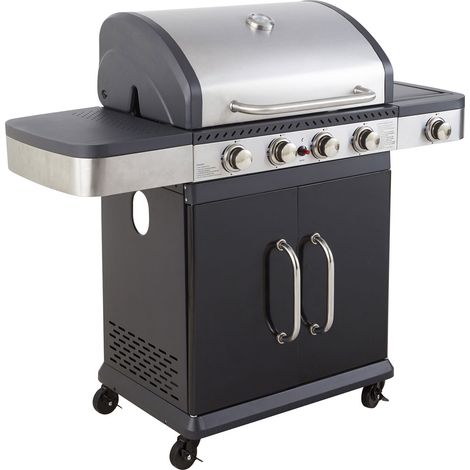 Barbacoa de gas FIDGI 4 con termómetro - 4 quemadores + hornillo 14,5kW (1/5)