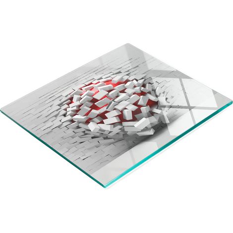 Tabla de cortar decorativa de cristal para cocina con diseño de pared de ladrillos 3D, 60x52 cm. (1/5)