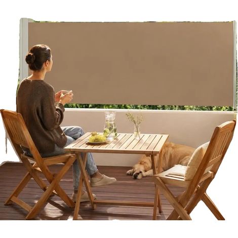 Markise, Polyester Material, 500 x 100 cm Abmessungen, Stahlrahmen, manuelle Bedienung, Sichtschutz (1/5)