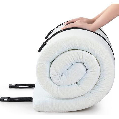 Surmatelas simple en mousse à mémoire de forme en gel pour lit de camping (190 x 75 x 7,6 cm) (1/5)