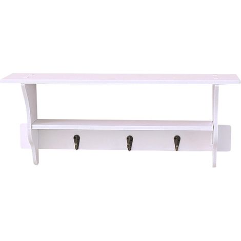 2-Tier Wall-Mounted Coat Rack, Floating Shelves with 3 Metal Hooks, Entryway Organization, Space Saving, for Hallway, Bathroom, Living Room, etc. (1/5)