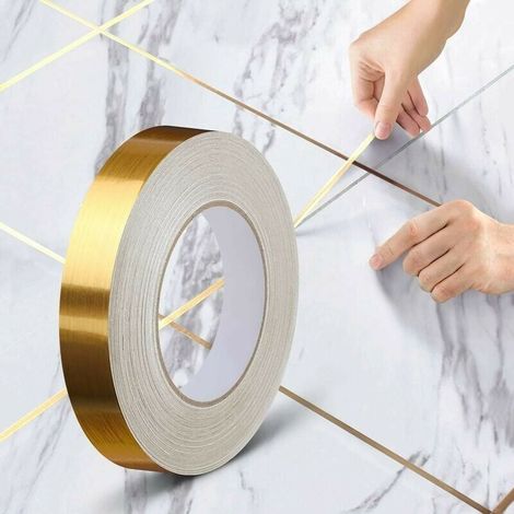 Gold adhesive tape, 50m, waterproof, for use on tiles, walls and in rooms, self-adhesive, for interior decoration, crops (1/4)