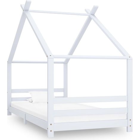 Vidaxl – Lit évolutif bébé en bois massif de pin 90x200 cm – Cadre style cabane – Sommier à lattes inclus – Parfait pour coin lecture