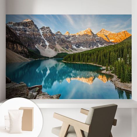 Newroom Tapete Dekorative Vliestapete mit Kleber Modern für Wohnzimmer Schlafzimmer  Bergspiegelung 104x70 cm (1/5)
