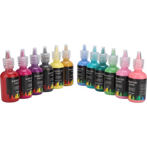 Peinture liquide à l'encre 12 couleurs pour aérographe, idéale pour la décoration de voitures, carrelages et pierres (348 ml). (1/5)