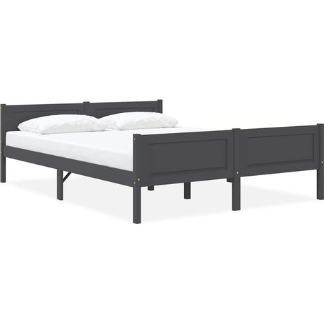 Cadre de lit sans matelas bois massif de pin gris 140x200 cm (1/5)
