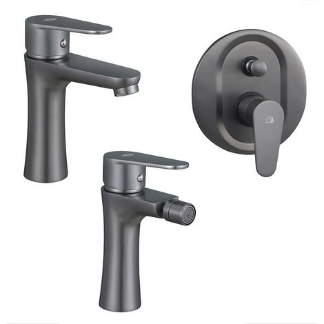 Set miscelatori lavabo bidet incasso doccia con deviatore nichel nero satinato Lizzy (1/5)