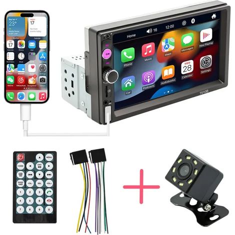 Autoradio Bluetooth Carplay avec Caméra de Recul Écran Tactile 7 Pouces Mirror Link FM (1/5)