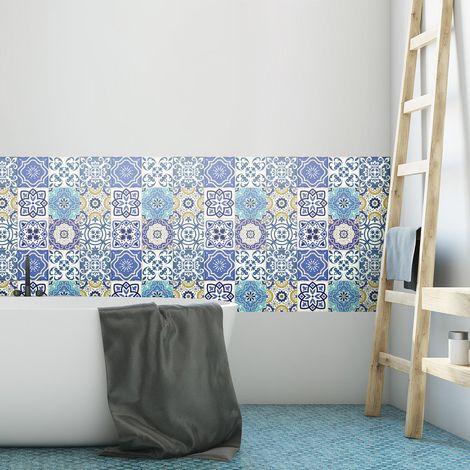 Adhésifs Carrelages Autocollant Carreaux de Ciment Carrelage Sticker Mural Salle de Bain et Cuisine  9 Pièces de 20 x 20 cm (1/5)