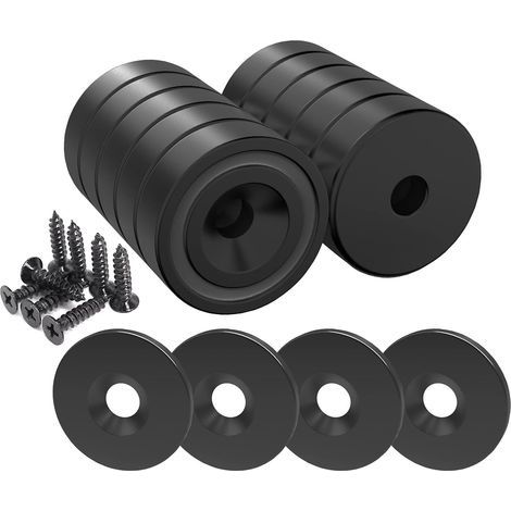 6 pcs Aimants en néodyme 10 KG force 20 x 7 mm avec trou et capsule, aimant en pot fraisé (Piano Noir) (1/5)