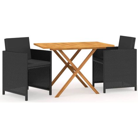 Maison Exclusive - Set da Pranzo da Giardino 3 pz con Cuscini Nero (1/5)