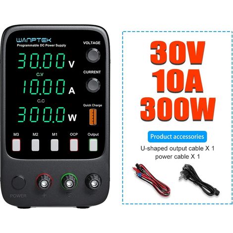 Fuente de alimentación de CC para laboratorio, salida de 32 V, corriente de 10 A. (1/2)
