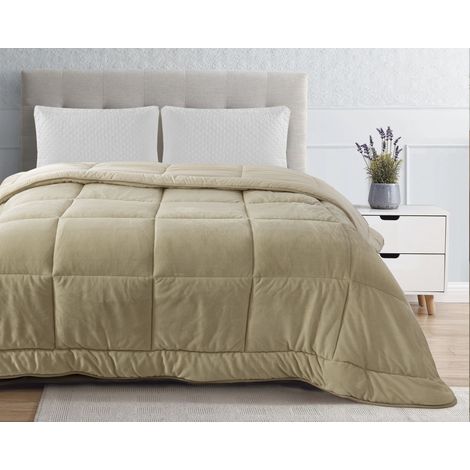 Trapunta Piumone Invernale In Tessuto Flanellato Effetto Velluto 550 Gr-Mq Beige - Singolo (1/4)