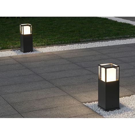 LED Sockelleuchte 2er SET im Bauhausstil Anthrazit, Höhe 40cm (1/5)
