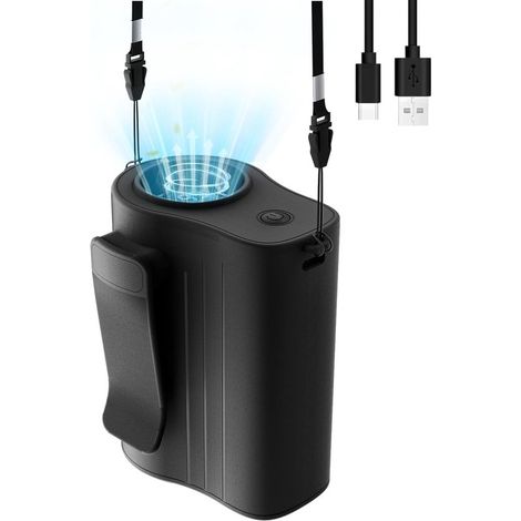 Ventilatore da cintura portatile e ricaricabile con 100 velocità,13.300 giri/min,batteria da 4000 mAh,ideale per campeggio,lavoro e viaggi (nero) (1/5)