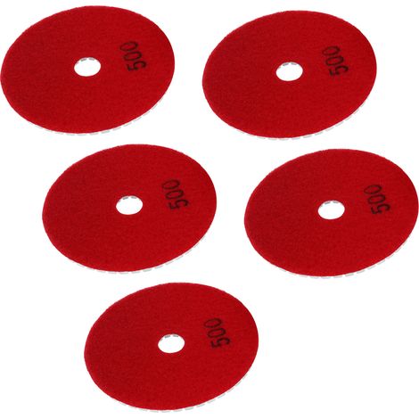 Kit de 5 disques de polissage diamantés humides de 10 cm (4 pouces) à grain doux pour marbre, granit et céramique, grain 500 (1/5)