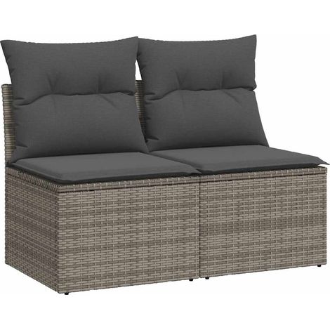 Maison Exclusive - 2-tlg. Garten-Sofagarnitur mit Kissen Grau Pol