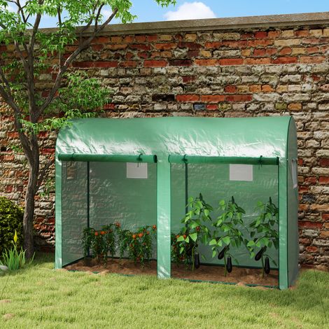 Serre feuille d'acier 300 x 100 x 200cm avec fenêtre et porte, film PE grille, adaptée balcon et jardin pour tomates, légumes et fleurs