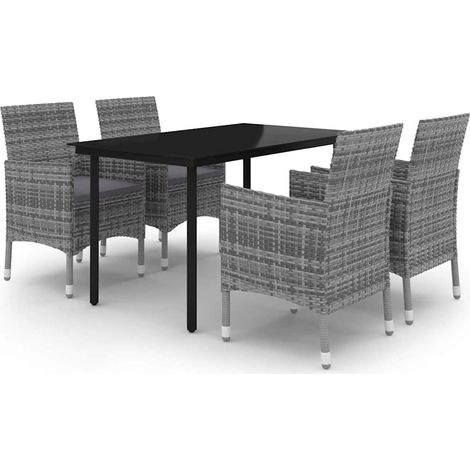 Maison Exclusive - Ensemble à manger de jardin coussins 5 pcs Résine tressée Verre (1/5)