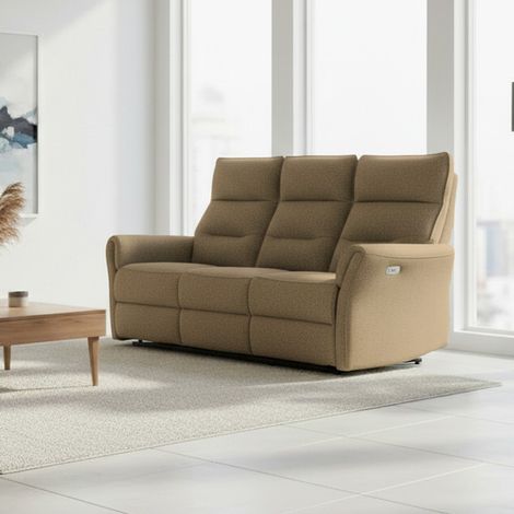 Divano recliner Softwave 3 posti elettrico in tessuto camel 186 cm (1/5)