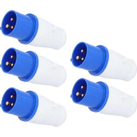 Lot de 5 connecteurs industriels monophasés à 3 broches, prise UE, pour alimentations aéronautiques 220-250 V, 16 A, 2P+E (1/5)