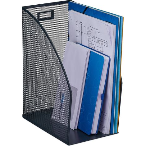 3 x file holders, A4, mesh design, HxWxD: 32 x 16 x 24.5 cm, office & home office, desk organizers, metal, anthracite (1/5)