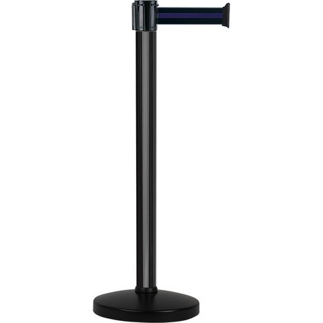 Poteau Alu Noir laqué à sangle Noir/Bleu 3m x 50mm sur socle portable - 2010658 (1/2)