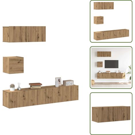 Ensemble de meuble TV mural 4 pcs chêne artisanal - Ensemble De Meubles TV - Ensembles De Meubles TV - Meuble TV - Meuble Hifi (1/5)