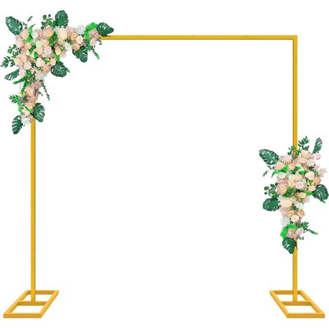 1 Arche De Mariage Dorée 2,5M Réglable Structure Carrée Support Décoration Cérémonie