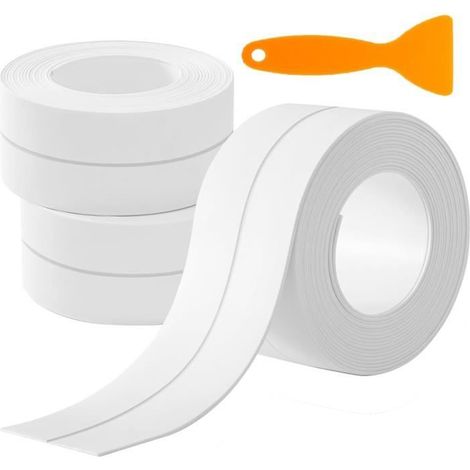 Joint Salle de Bain, Auto-Adhésif, Paquet 3 Rouleaux, Anti-Moisissure et Anti-Fuite, pour Les Éviers, les Toilettes, les Comptoirs (1/4)