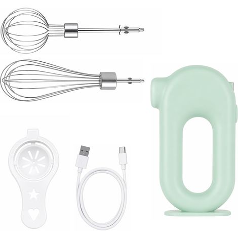 Fouet Électrique Sans Fil, Batteur avec 2 Fouets USB Rechargeable Batteur électrique sans fil, 1500mAh, fouets amovibles, compact pour œufs, crème et pâtisserie (1/5)