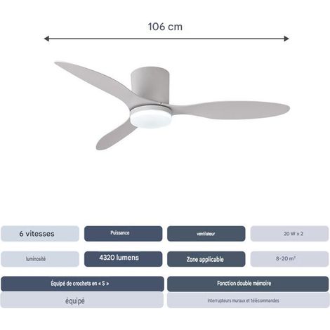 Ventilateurs de plafond portables avec éclairage LED 7200 mAh-- (1/4)