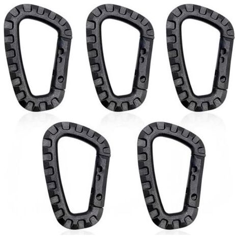 Lot de 5 Mousquetons en Plastique,Mousqueton Tactique Militaire Durable Forme en D Multifonctionnelle Sac à Dos pour Camping Randonnée Pêche Gym (1/4)