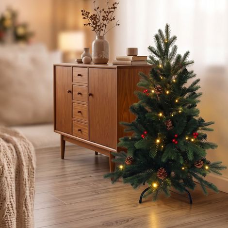 Albero di Natale a Led decorato, luce calda e altezza 90 cm