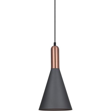 Italux Khaleo - Suspension Moderne Gris, Cuivre 1 Lumière, E27 (1/2)